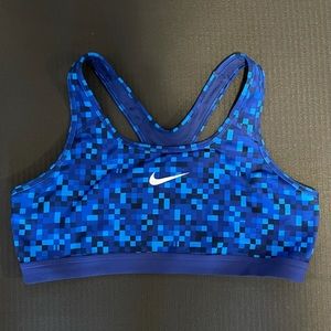 Blue Nike pixel racerback sports bra